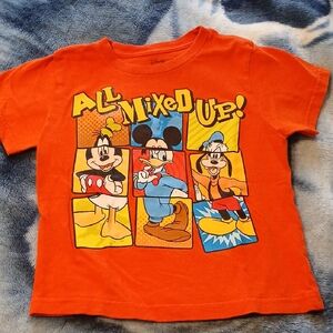 Disney Orange Short Sleeve Tee with Cartoon Characters